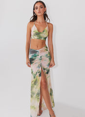 Zenta Ruched Maxi Skirt - Rainforest