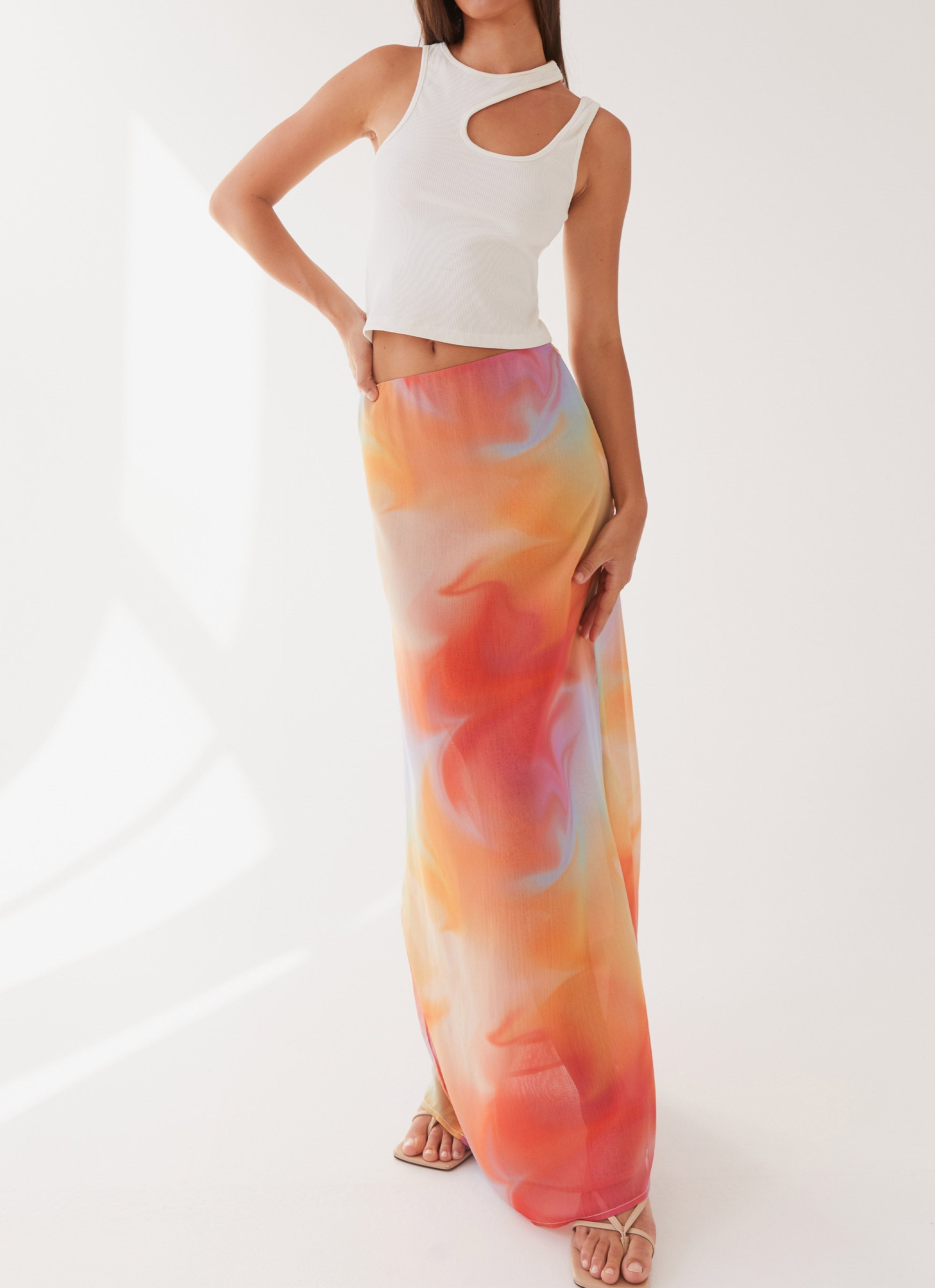 Sunlight Cascade Maxi Skirt - Rainbow Radiance