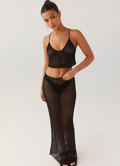 Tidal Dream Crochet Maxi Skirt - Black