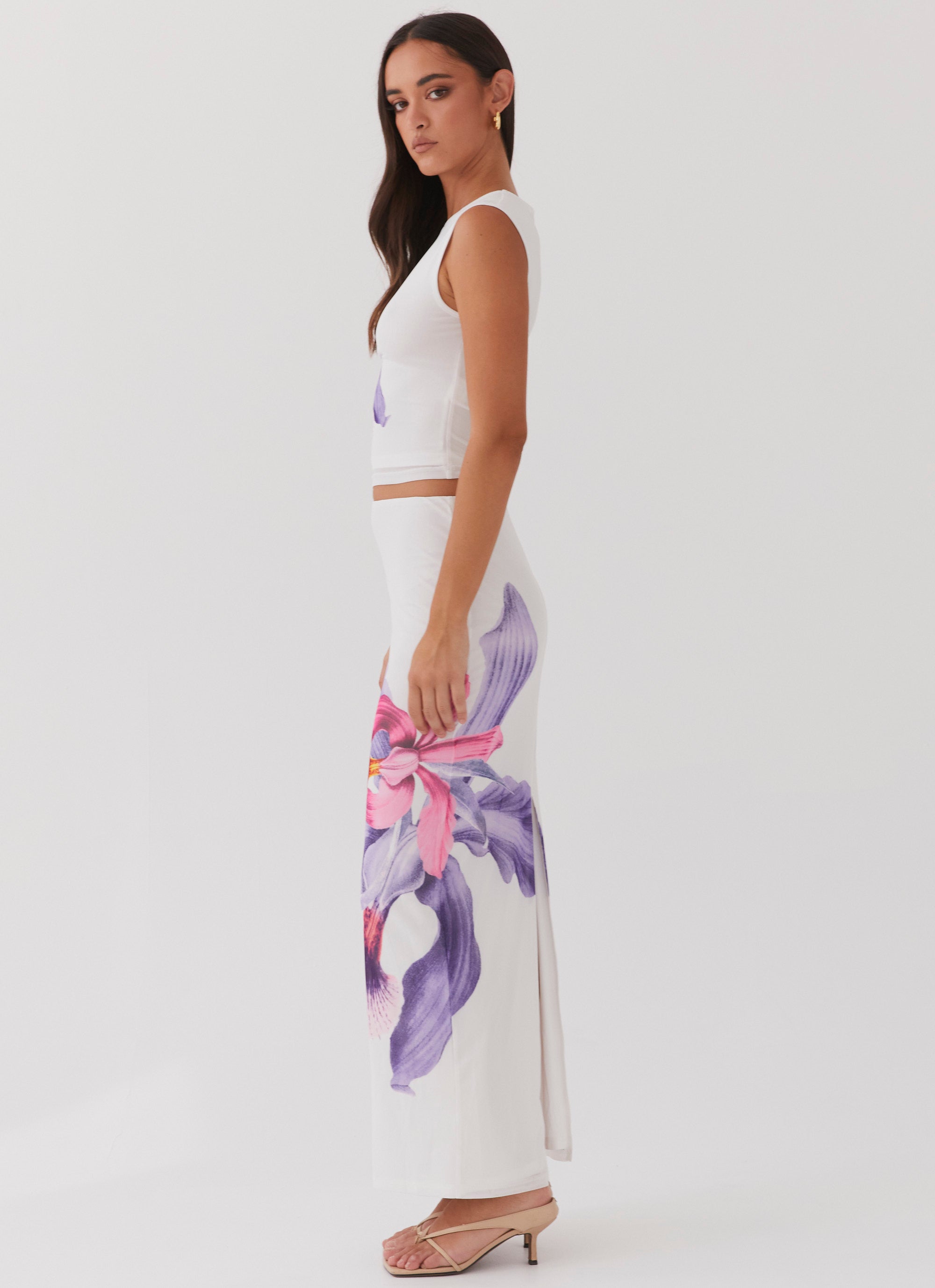 Waiting For Dawn Mesh Maxi Skirt - White