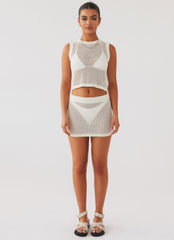 Beach Club Crochet Mini Skirt - White