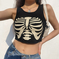 Skeleton Print Tank Top