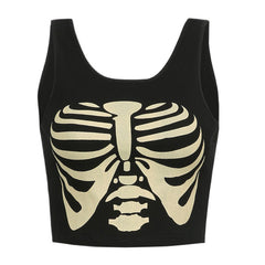 Skeleton Print Tank Top