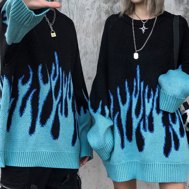 Vintage Blue Flame Sweater