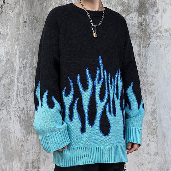 Vintage Blue Flame Sweater