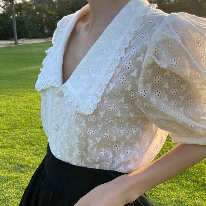 Vintage Collar Lace Shirt