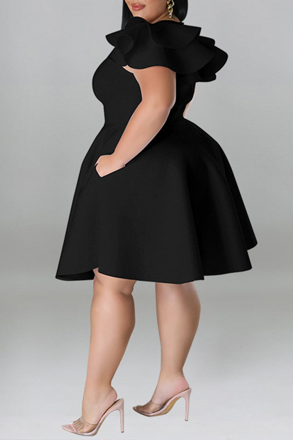 Ruffle Sleeve A-line Plus Size Dress