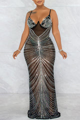 Party Mesh Tube Maxi Dress