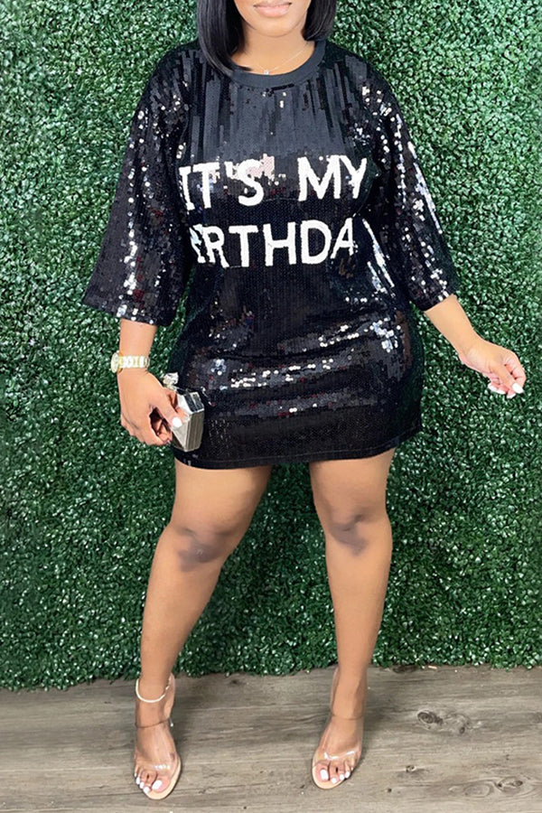 My Birthday Sequin Mini Dress