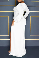 Surplice Neck Split Thigh Maxi Dress