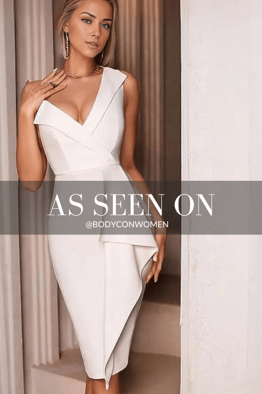 Apate Bodycon Midi Dress - Pearl White