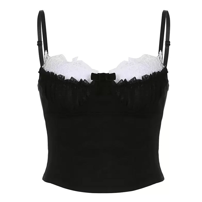 Contrast Lace Ruched Bust Cami Top