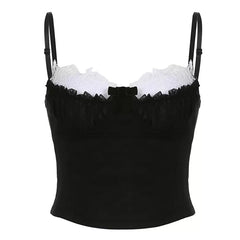 Contrast Lace Ruched Bust Cami Top