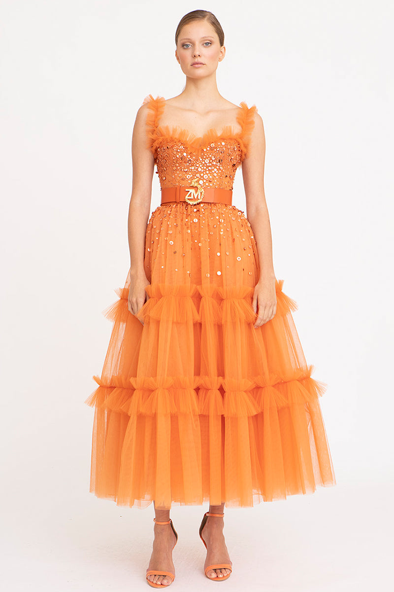 Divine Sweetheart Sequin Beaded Tulle Evening Dress