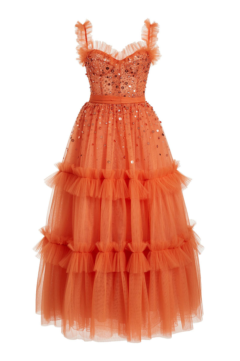 Divine Sweetheart Sequin Beaded Tulle Evening Dress