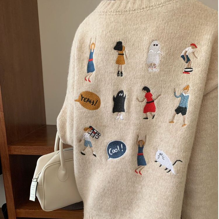 Embroidered Back Oversized Sweater