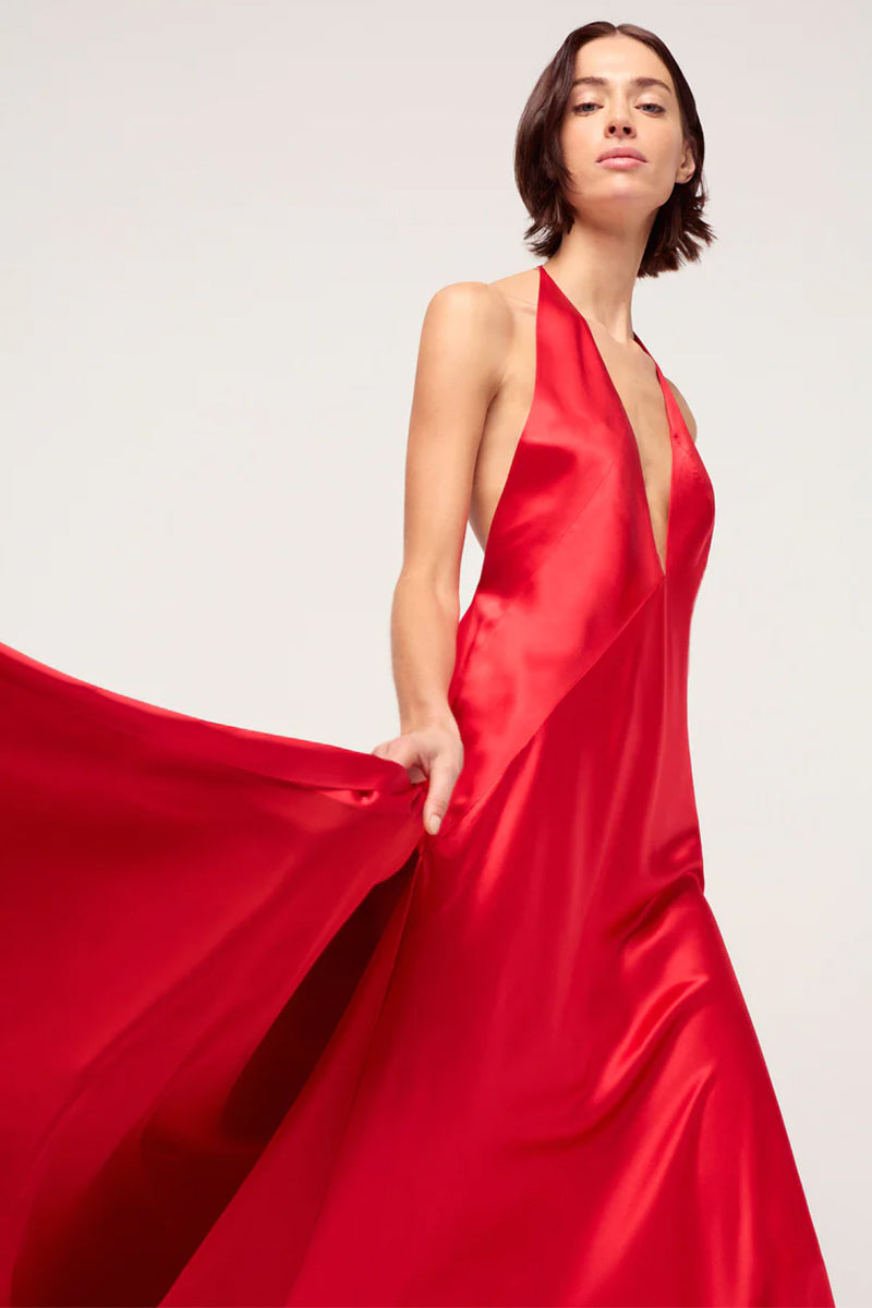 Evianna Backless Satin Maxi Dress