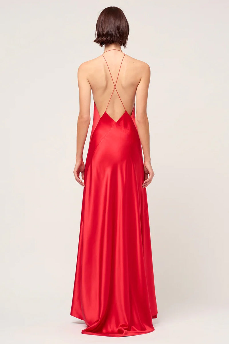 Evianna Backless Satin Maxi Dress