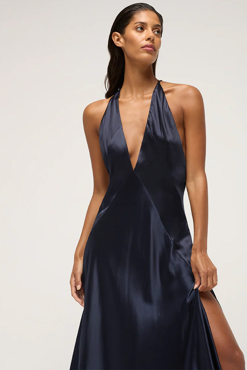 Evianna Backless Satin Maxi Dress