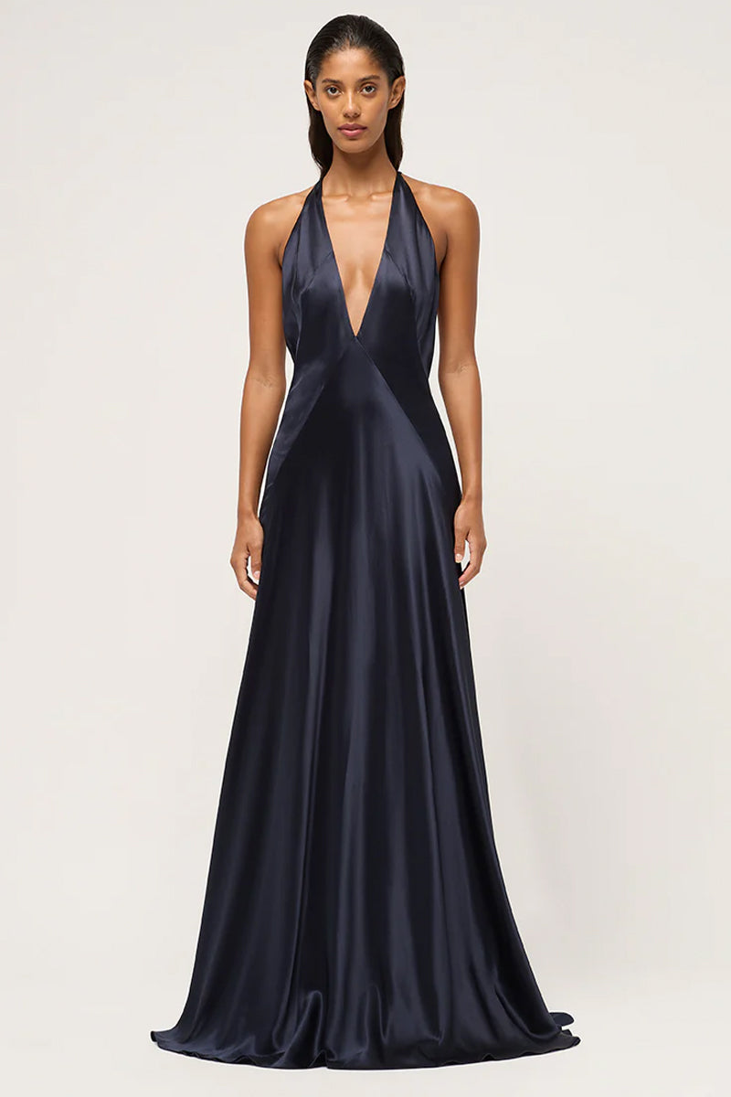 Evianna Backless Satin Maxi Dress