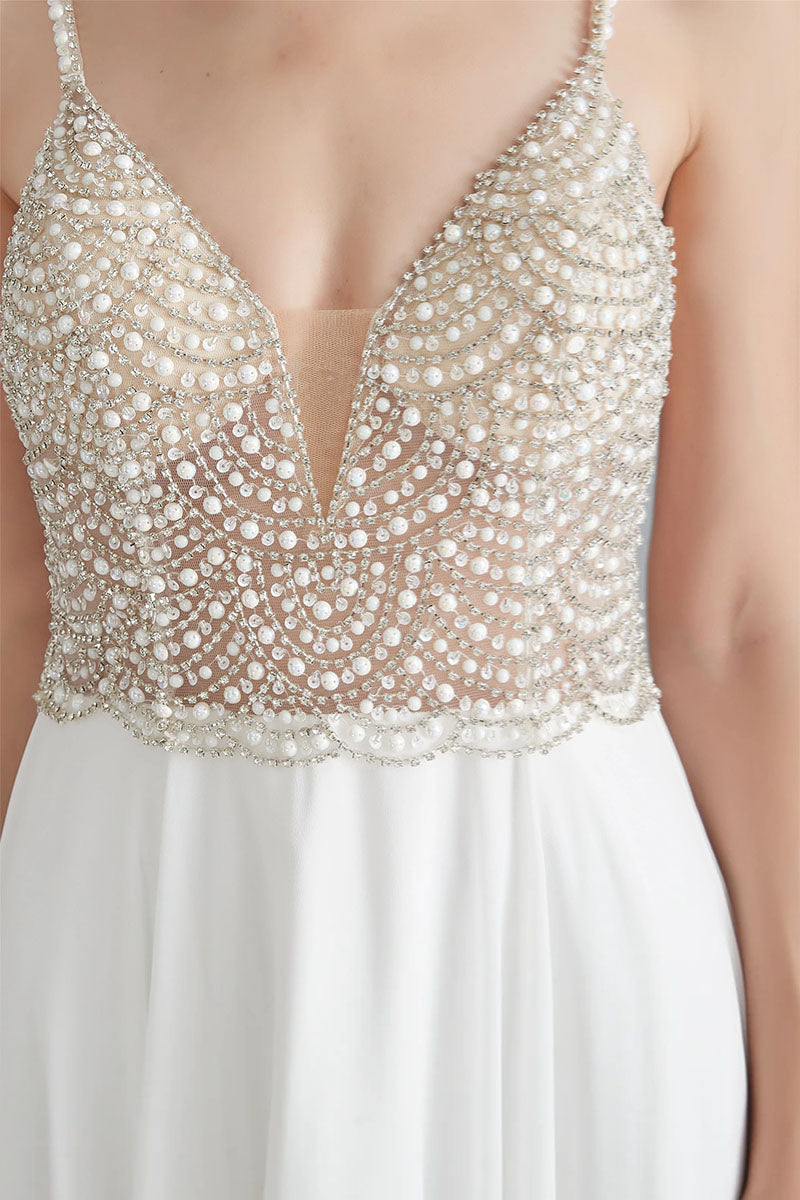 Evora Pearl Beaded Backless Maxi Dress