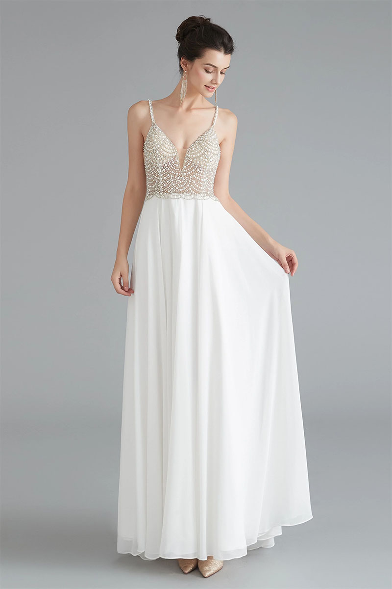 Evora Pearl Beaded Backless Maxi Dress