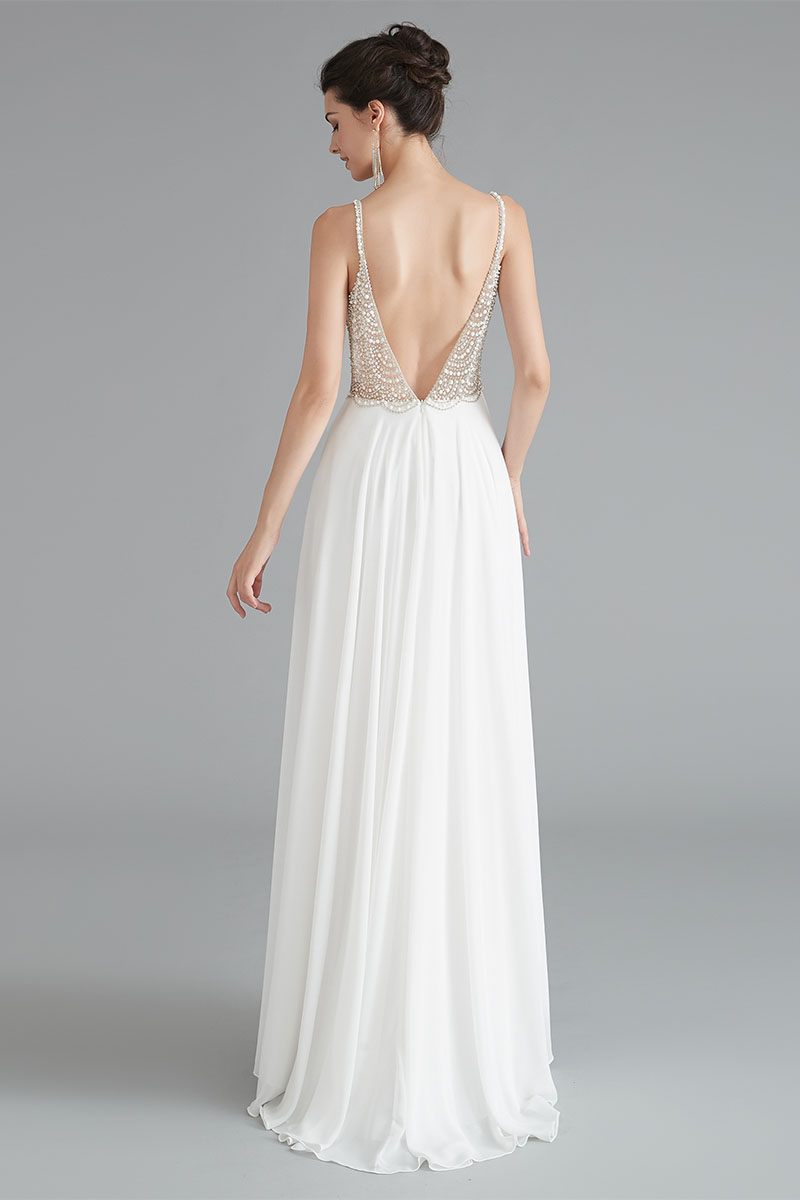 Evora Pearl Beaded Backless Maxi Dress