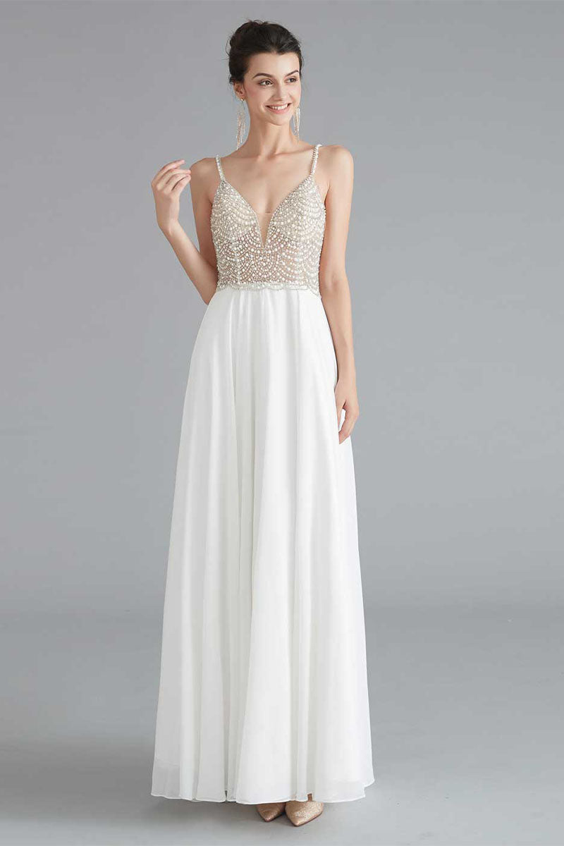 Evora Pearl Beaded Backless Maxi Dress