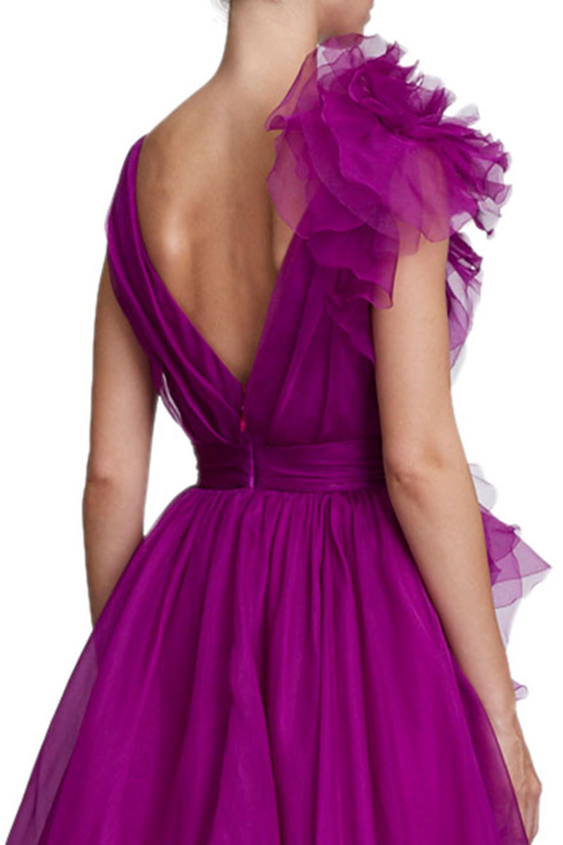 Extravagance Purple Ruffled Evening Dress