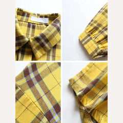 Fashion Plaid Button Up Shirt Women Spring 2022 New Oversize Long Sleeve Tops Female Harajuku Daily All-match Chic Yellow Shirts