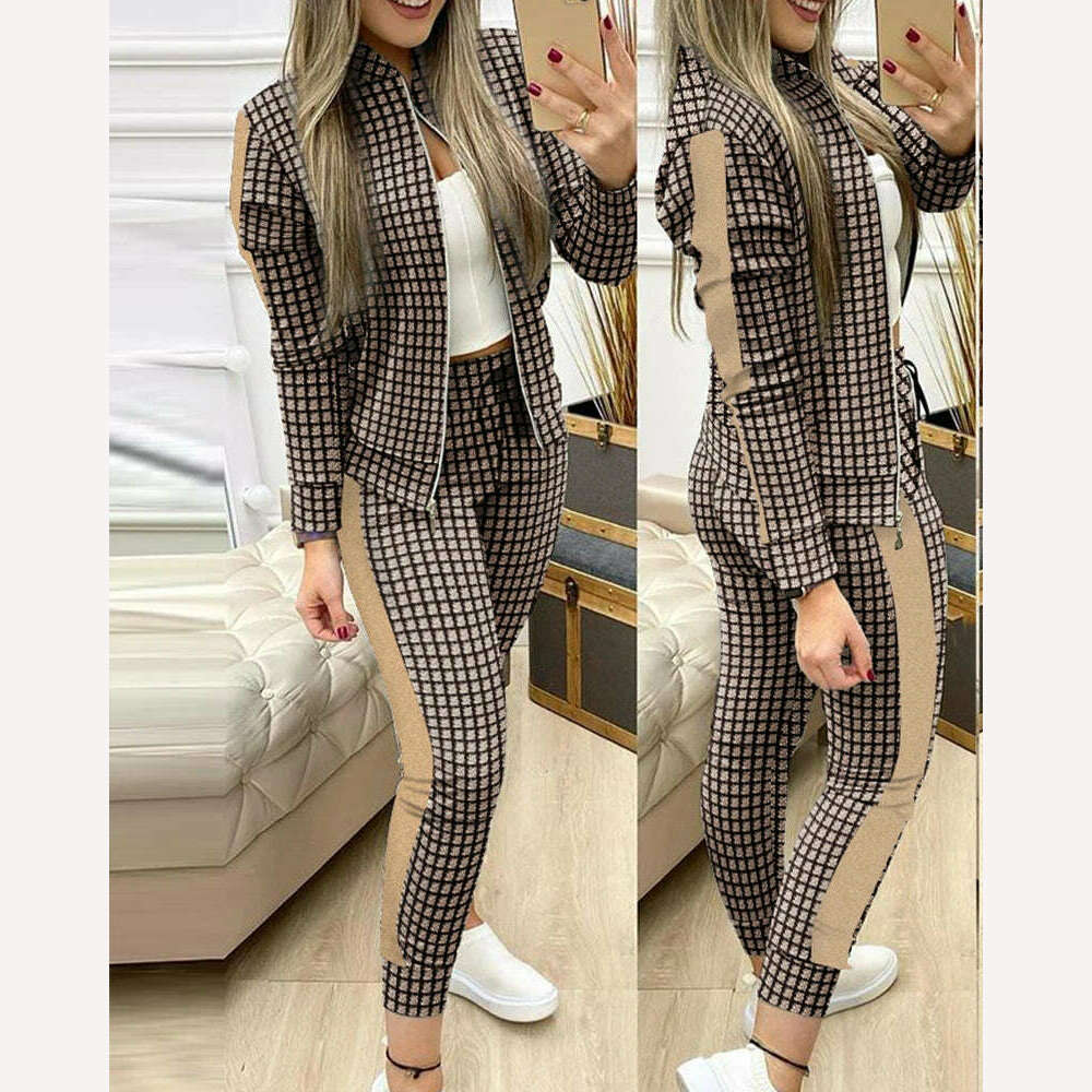 Fashion Tracksuit 2 Piece Set Autumn Winter Zipper Jacket + Long Pants Sports Suit Female Sweatshirt Sportswear Suit For Woman