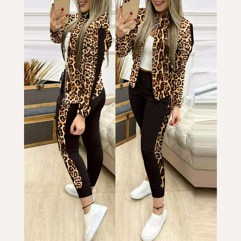 Fashion Tracksuit 2 Piece Set Autumn Winter Zipper Jacket + Long Pants Sports Suit Female Sweatshirt Sportswear Suit For Woman