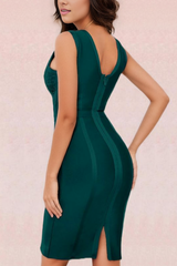 Noa V Neck Bodycon Dress - Emerald Green