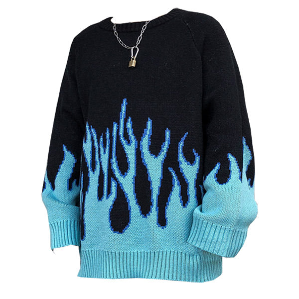 Vintage Blue Flame Sweater