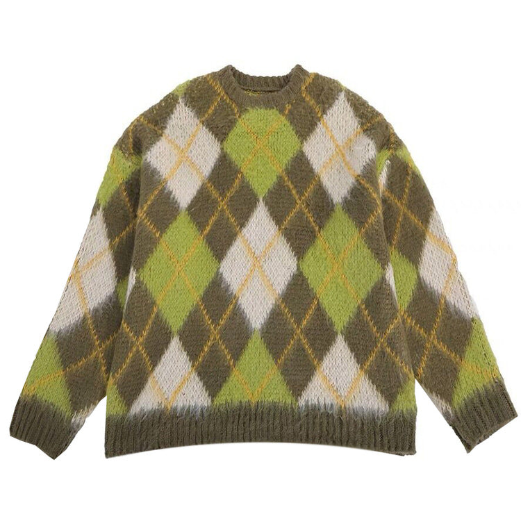 New Student Green Argyle Sweater