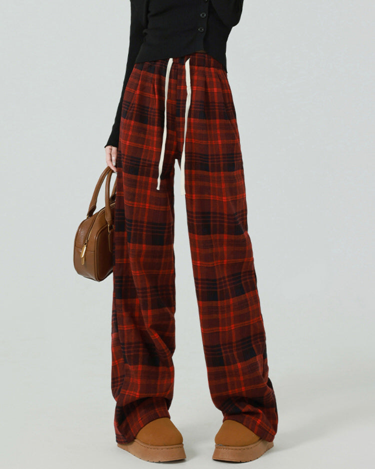 Grunge Plaid Pants in Red