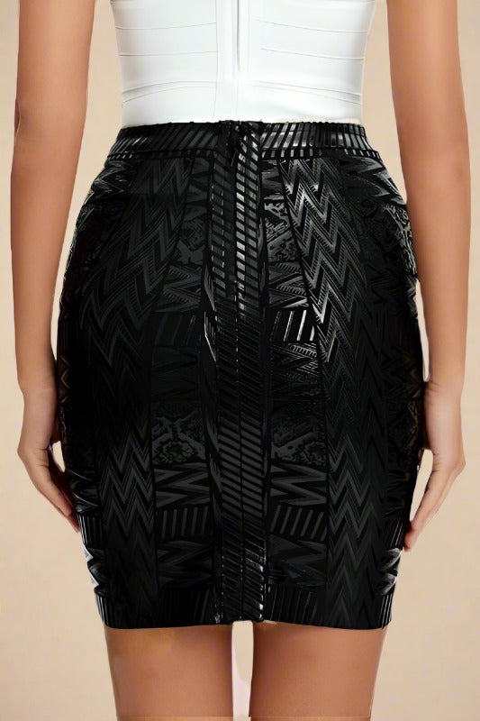 High Waist Metallic Mini Skirt - Classic Black