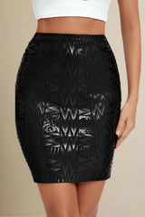 High Waist Metallic Mini Skirt - Classic Black