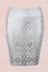 High Waist Metallic Mini Skirt - Silver