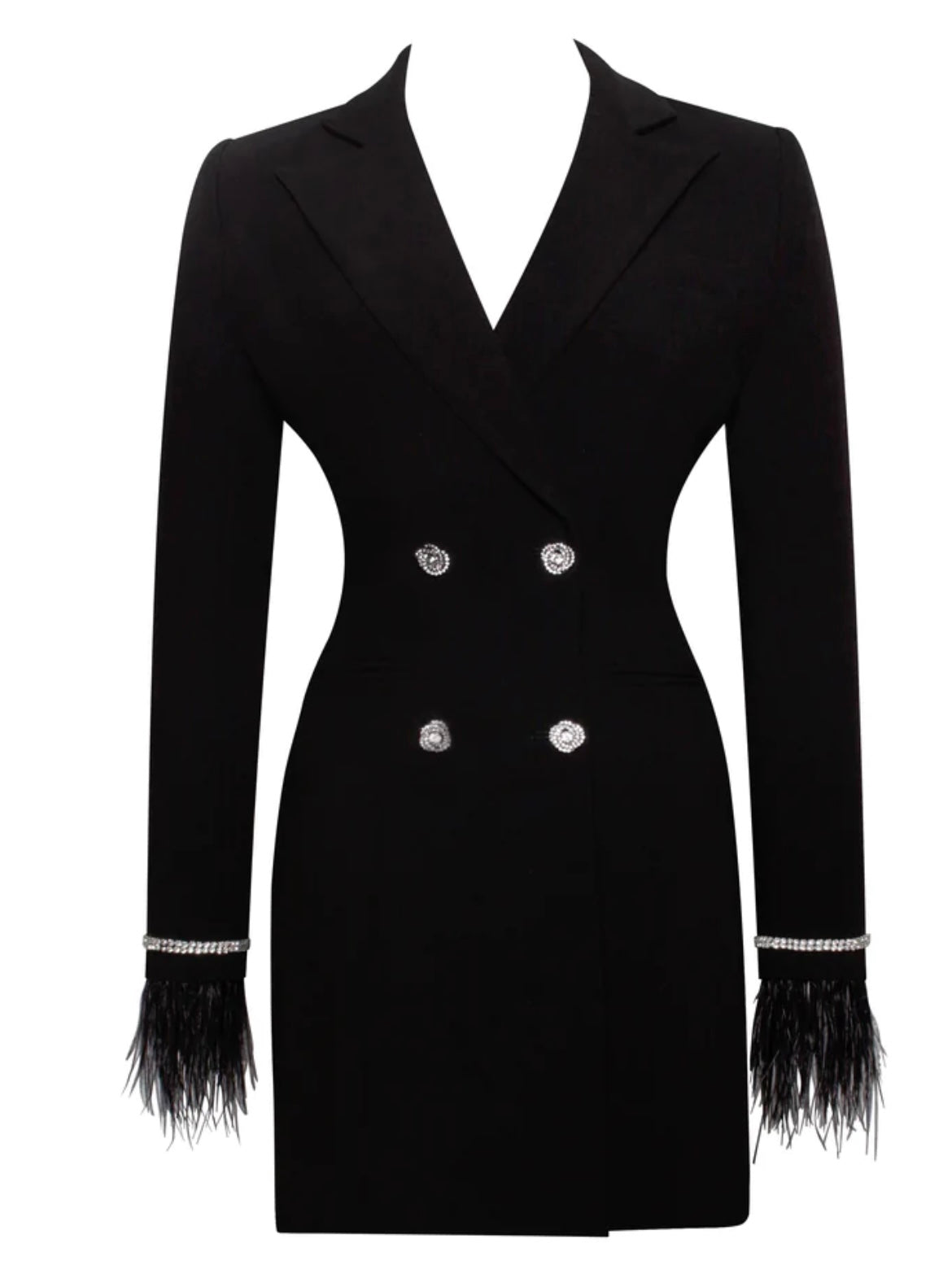 FUR SLEEVE BLAZER DRESS