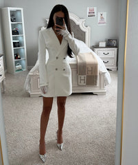 FUR SLEEVE BLAZER DRESS