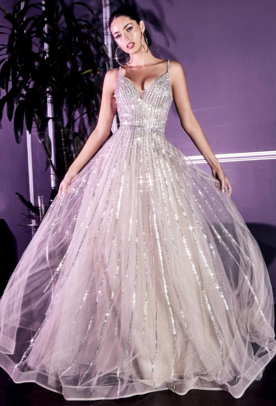 A LINE SPARKLE TULLE GOWN