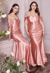 SATIN STRAPLESS FITTED GOWN