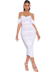 ERIN RUCHED MIDI DRESS