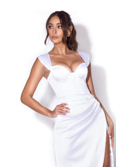 WHITE SWEETHEART SATIN GOWN