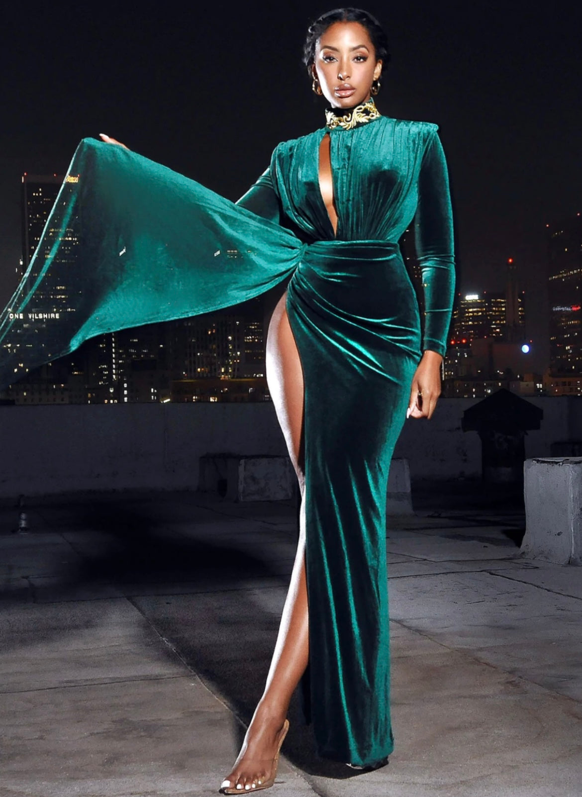 EMERALD VELVET GOWN