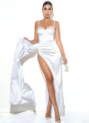 VANITY DRAPED SATIN GOWN