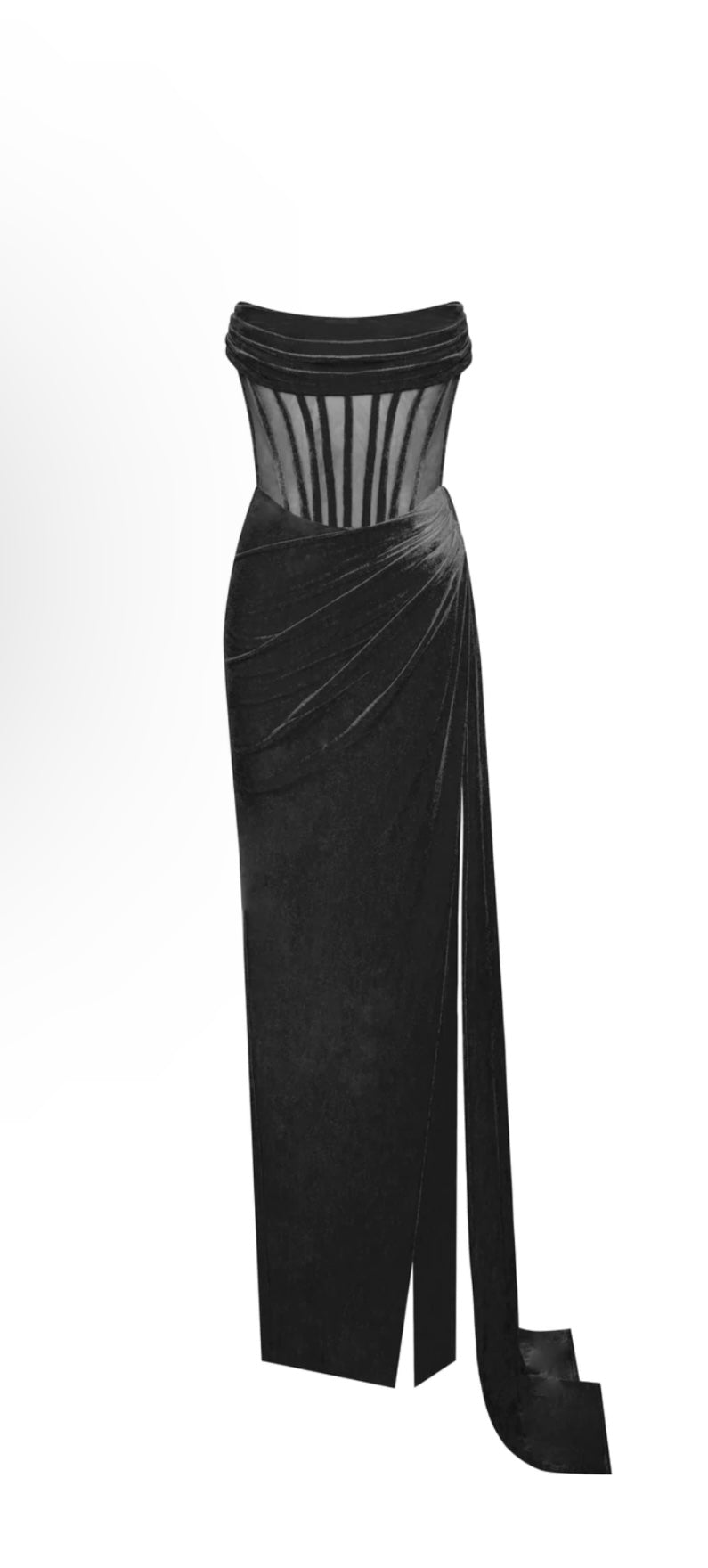 LINED CORSET VELVET BLACK GOWN