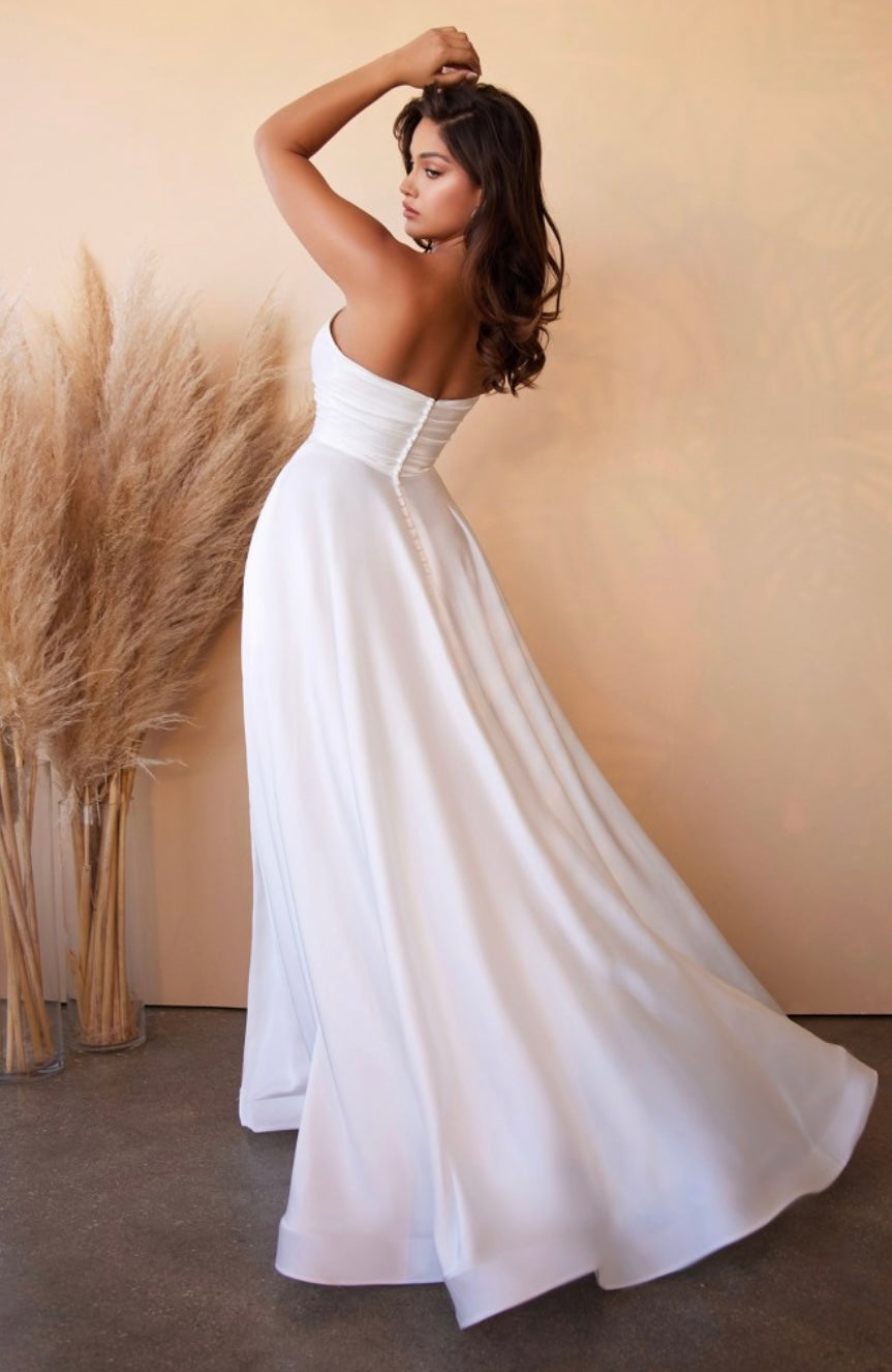 SATIN STRAPLESS BRIDAL BALL GOWN