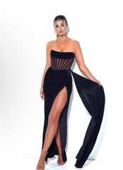 LINED CORSET VELVET BLACK GOWN